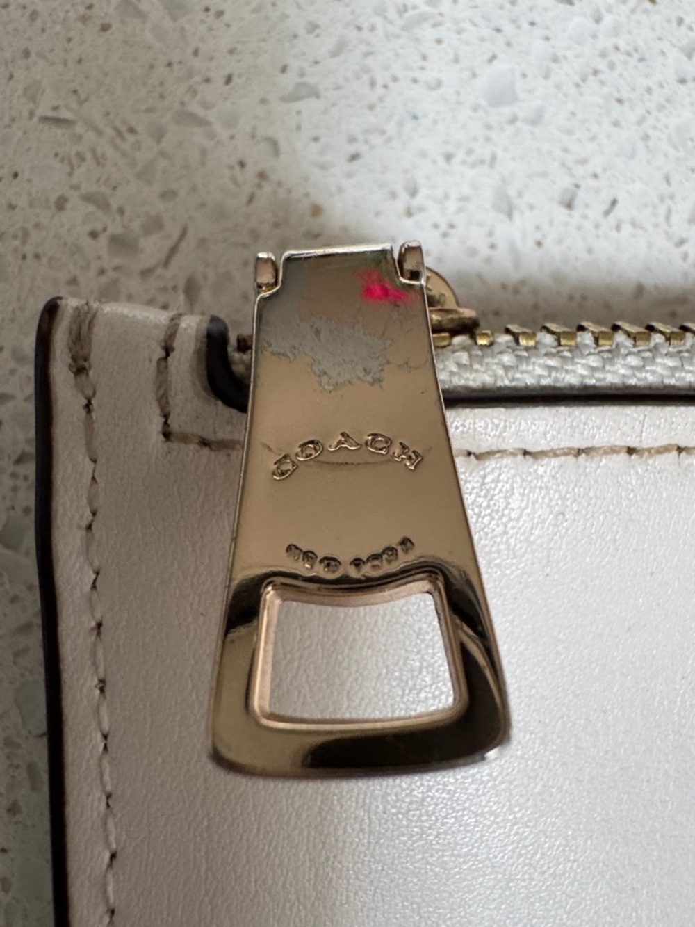 Coach White Leather Zip Wristlet with Gold-Tone Hardware